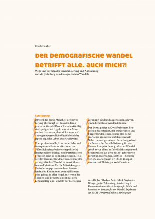 Der demografische Wandel betrifft alle. Auch mich?!