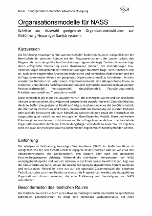 Organisationsstukturen zur Etablierung Neuartiger Sanitärsysteme