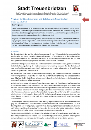 Prinzipien für Bürgerinformation und -beteiligung - Beispiel Treuenbrietzen